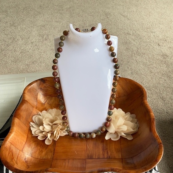 Natural 10mm Multi-Color Picasso Jasper Round Gemstone Beads Necklaces 20-36'' - Picture 3 of 3